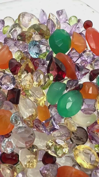 Mix Wholesale Gemstones, 100% Natural Semi-Precious Gems, Multi Color Faceted Loose Gems, 4-8mm, Mixed, 50 Carats