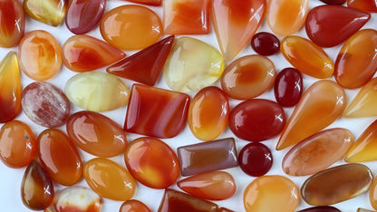 Carnelian Mix Shape Cabochon, Loose Red-Yellow Healing Gemstone, July Birthstone, 1-1.5 inch