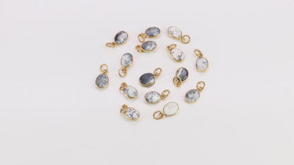 Dendrite Opal Oval 12x7mm Gold Bezel Setting Single Bail Gemstone Connector