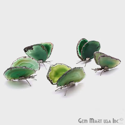Green Agate Slice Butterfly, Natural Agate Décor, Butterfly Wing Home Décor, Agate Geode, Natural Gemstone Butterfly