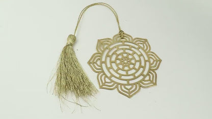 Mandala Lotus Circular Brass Metal Bookmark with tassel Gold Plated Finish Reader’s Gift Mother’s Day Gift Him Her Anniversary & Souvenir