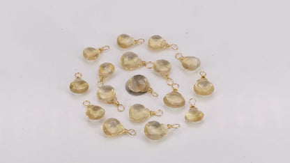 Citrine Drop 11x7mm Gold Wire Wrapped Single Bail Connector