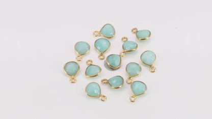 Amazonite Heart 6mm Gold Plated Single Bail Bezel Gemstone Connector