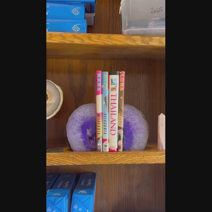 Blue Agate Bookend Pair, Natural Geode Bookend, Unique Crystal Bookend Set, Home Decor, Free Shipping