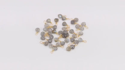 Labradorite Drop 9x5mm Gold Wire Wrapped Single Bail Connector