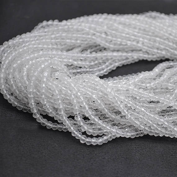 Gemstone Rondelle Bead Strands, Round Faceted, Polished Beads, Handmade Rondelle Beads, 12.5-inch, 3-4mm Round Strands for DIY Jewelry Making