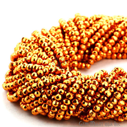 Gemstone Rondelle Bead Strands, Round Faceted, Polished Beads, Handmade Rondelle Beads, 12.5-inch, 3-4mm Round Strands for DIY Jewelry Making