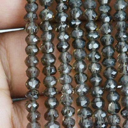 Gemstone Rondelle Bead Strands, Round Faceted, Polished Beads, Handmade Rondelle Beads, 12.5-inch, 3-4mm Round Strands for DIY Jewelry Making