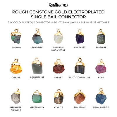 Rough Gemstone Free From Gold Electroplated Single Bail Connector