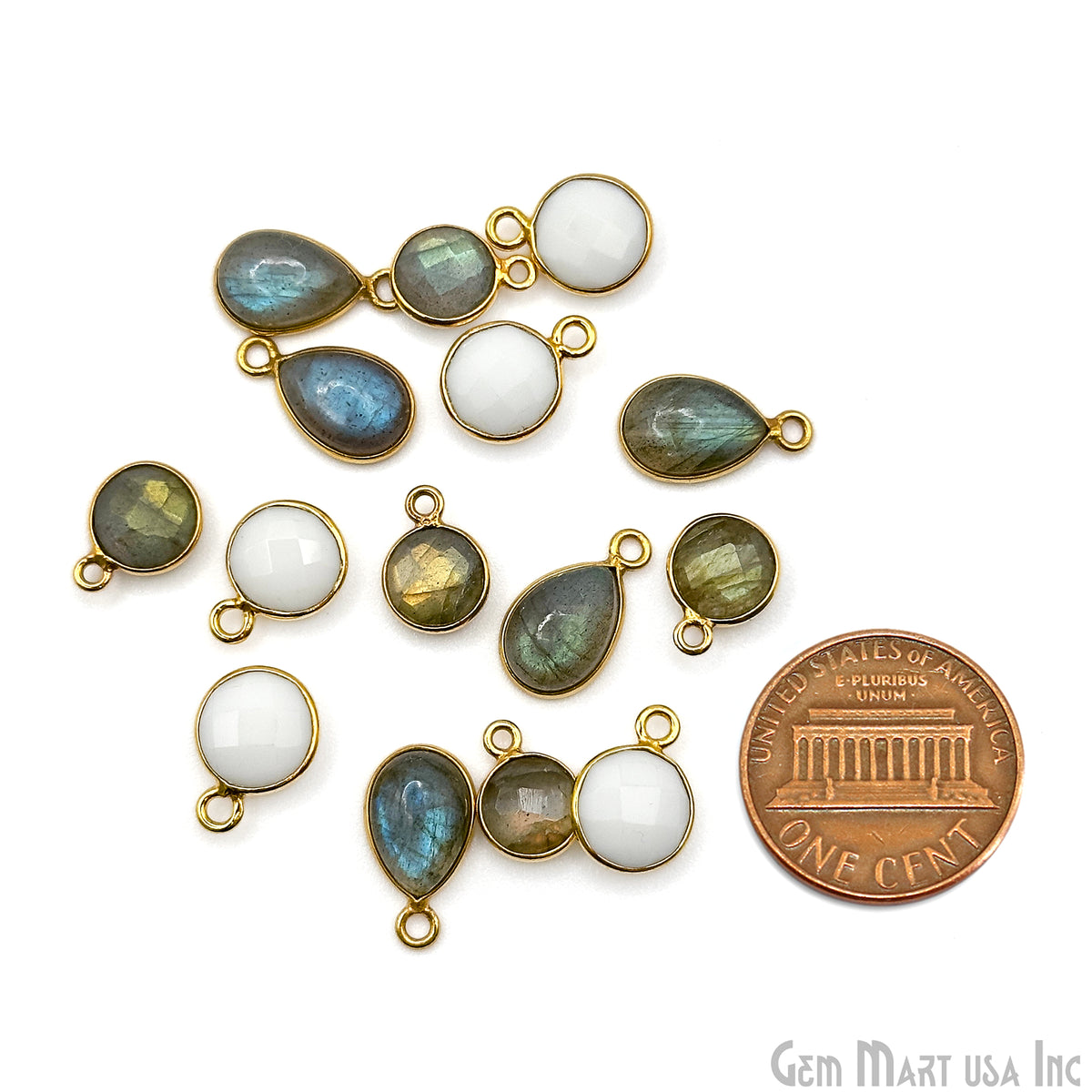 Gold Plated Pendant Bulk Lot, Single Bail Bezel Gemstones, Jewelry Making Supplies, DIY Jewelry Starter Kit, 18 pcs Craft Pack, GemMartUSA