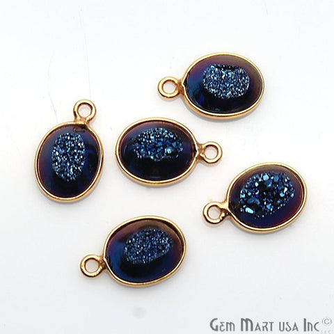 Window Druzy 8x10mm Oval Bezel Cave Druzy Connector (Pick Color, Bail, Plating)