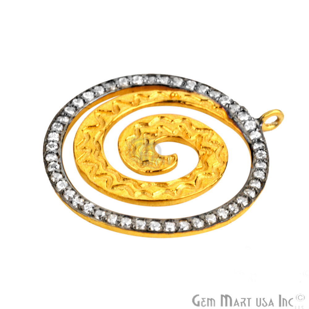 Cubic Zircon Pave Charm Gold Vermeil Charm For Bracelet & Pendants - GemMartUSA