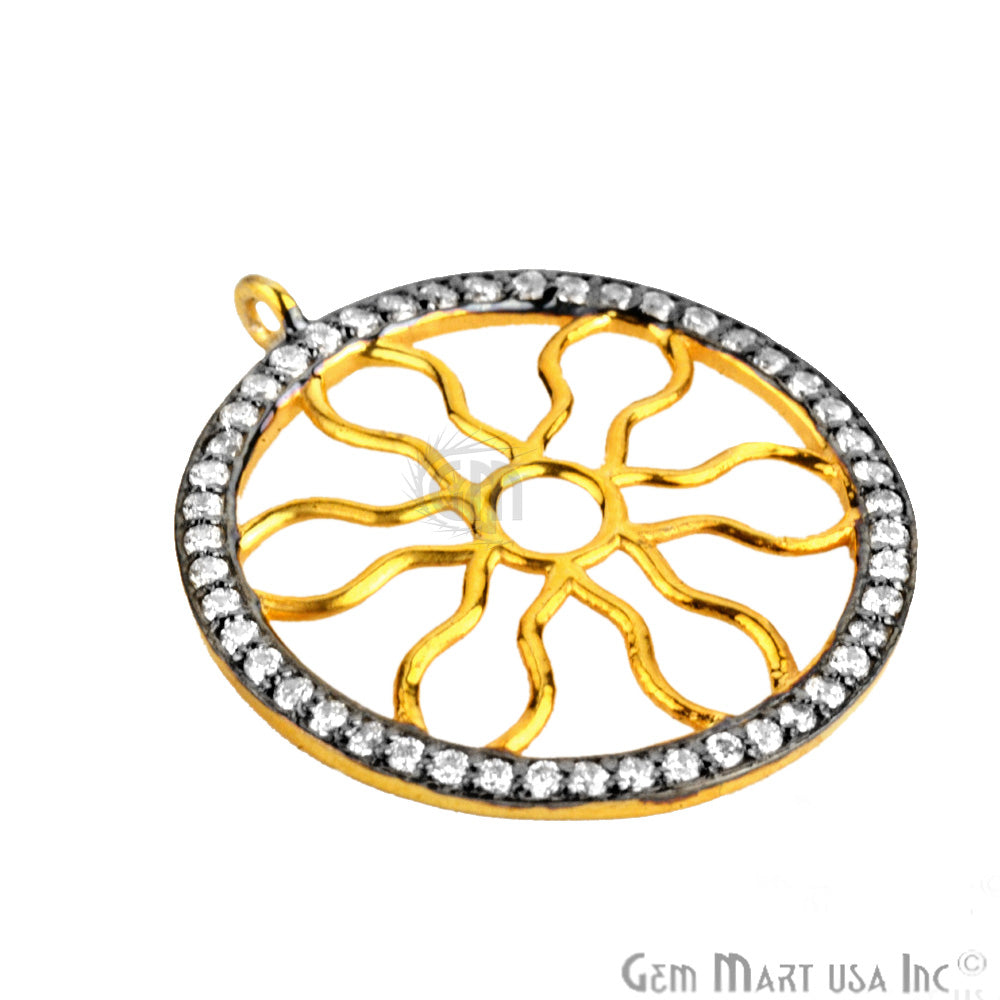 Cubic Zircon Pave Charm Gold Vermeil Charm For Bracelet & Pendants - GemMartUSA