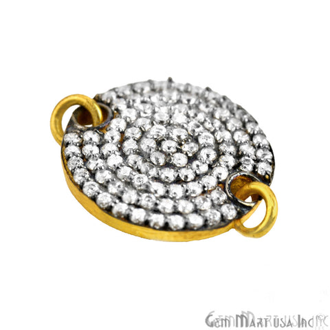 Dish' Charm Cubic Zircon Pave Gold Vermeil Charm For Bracelet & Pendants - GemMartUSA
