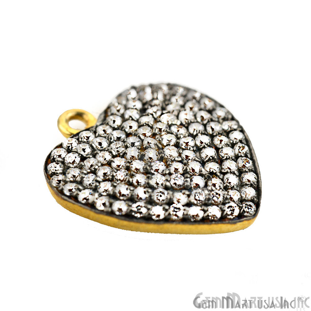 Heart' CZ Pave Gold Vermeil Charm for Bracelet & Pendants - GemMartUSA