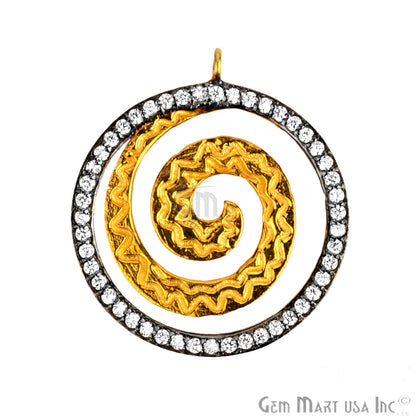 Cubic Zircon Pave Charm Gold Vermeil Charm For Bracelet & Pendants - GemMartUSA