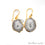 Solar Druzy Gemstone 26x19mm Gold Edge Dangle Hook Earrings - GemMartUSA