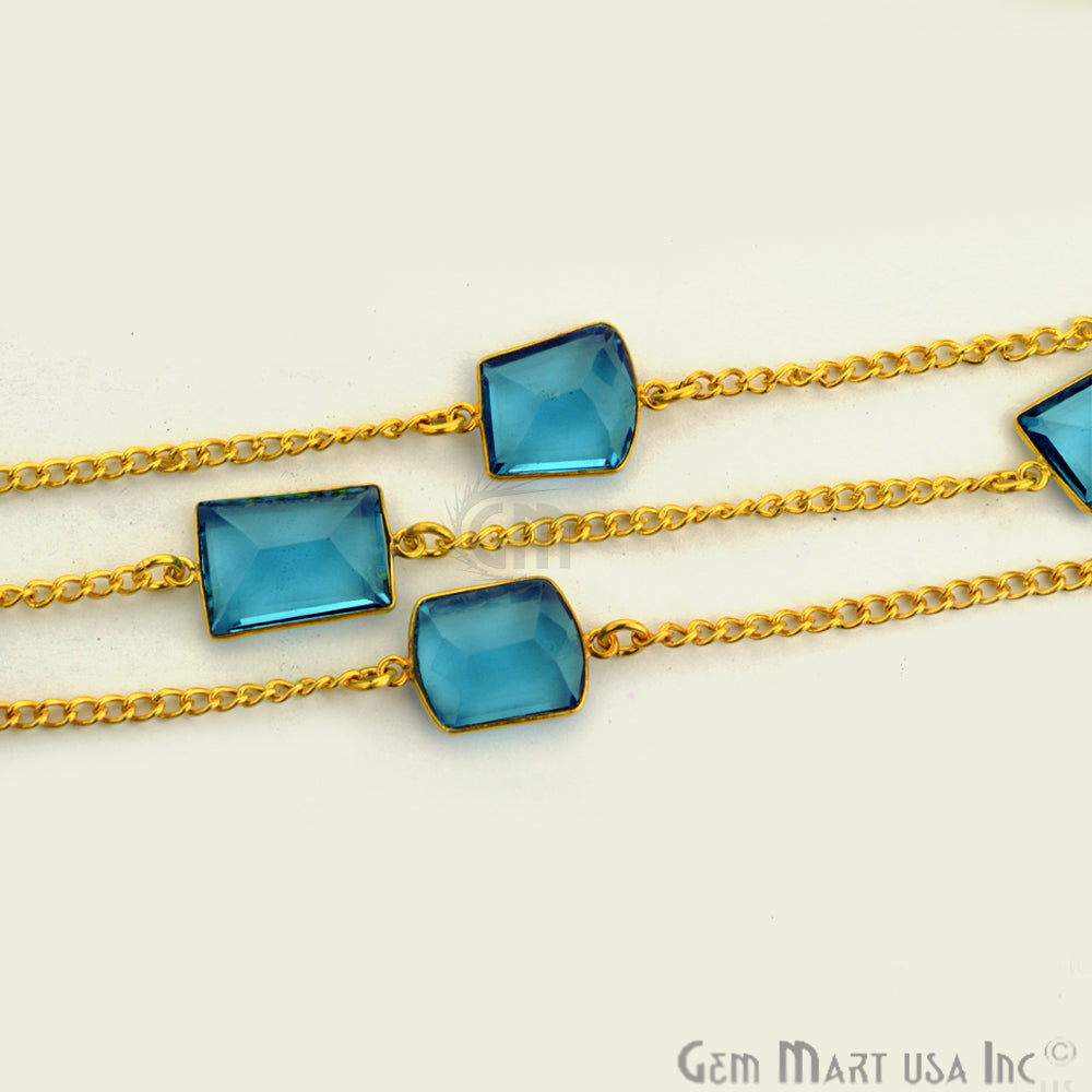 Blue Topaz 10-15mm Gold Plated Bezel Connector Chain - GemMartUSA (764275523631)