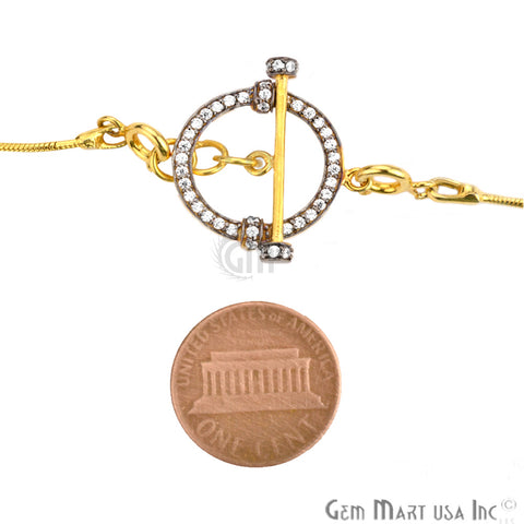 Cubic Zircon Pave 'Fancy Lock' Gold Vermeil Charm For Bracelet & Pendants - GemMartUSA