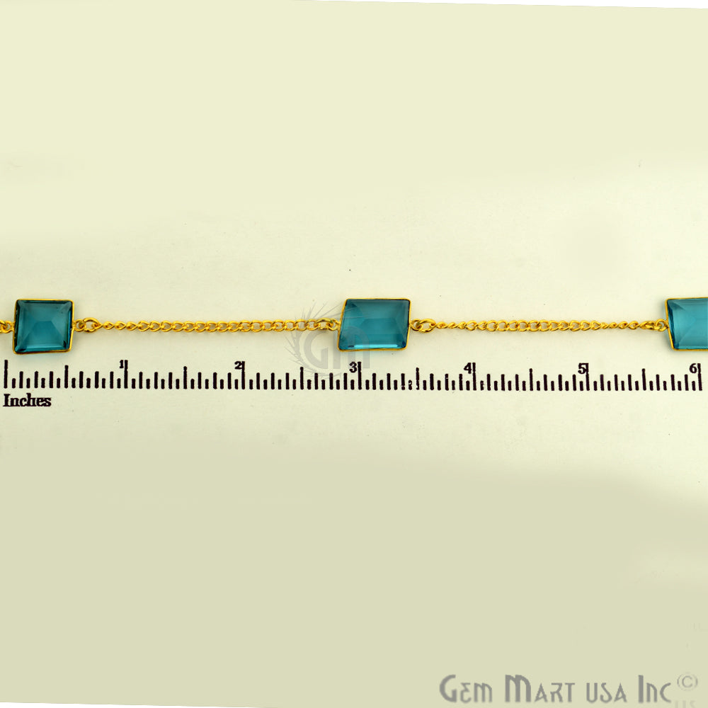 Blue Topaz 10-15mm Gold Plated Bezel Connector Chain - GemMartUSA (764275523631)