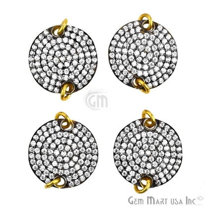 Dish' Charm Cubic Zircon Pave Gold Vermeil Charm For Bracelet & Pendants - GemMartUSA