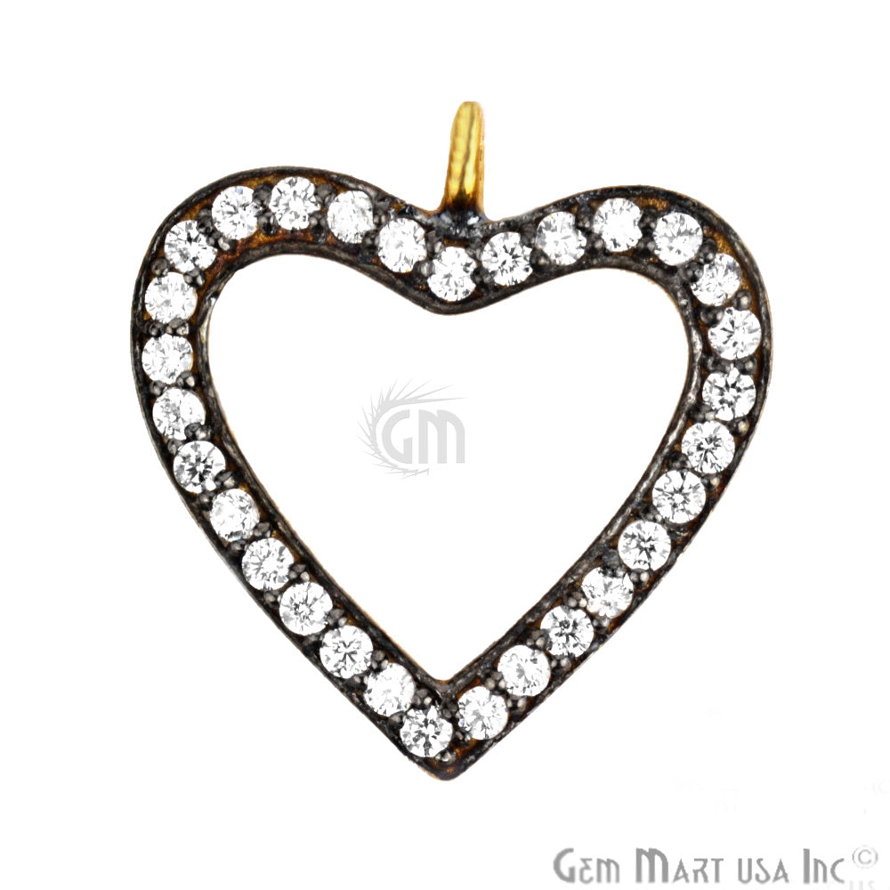 Heart' Cubic Zircon Pave Charm Gold Vermeil Charm For Bracelet & Pendants - GemMartUSA