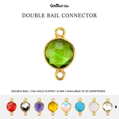 Round 8mm Gold Plated Double Bail Gemstone Connectors