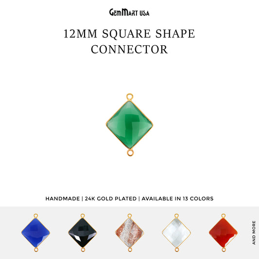 Square 12mm Double Bail Gold Bezel Gemstone Connector