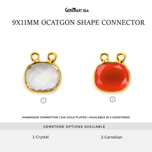 Octagon 9x11mm Cat Bail Gold Bezel Connector