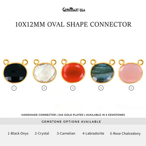 Oval 10x12mm Cat Bail Gold Bezel Gemstone Connector