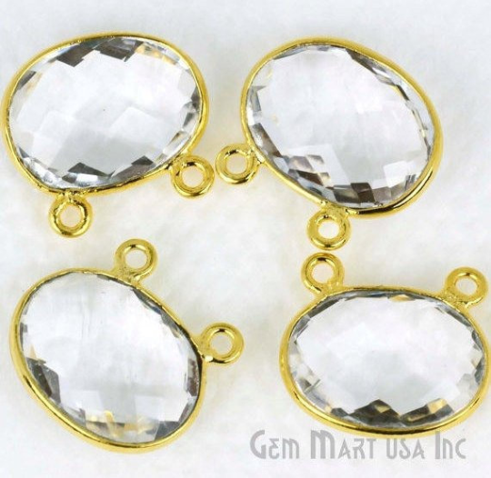 Oval 12x16mm Cat Bail Gold Bezel Connector (Pick Stone & Lot Size)