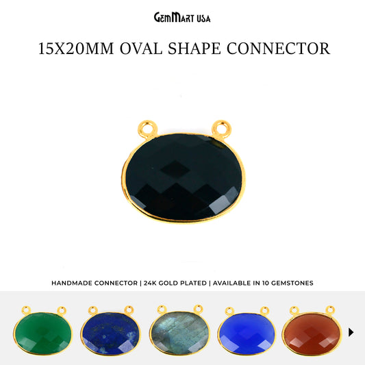 Oval 15x20mm Cat Bail Gold Bezel Gemstone Connector (Pick Stone & Lot Size)