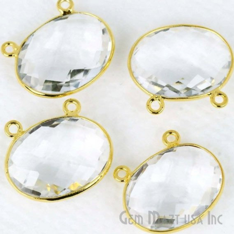 Oval 15x20mm Cat Bail Gold Bezel Gemstone Connector (Pick Stone & Lot Size)