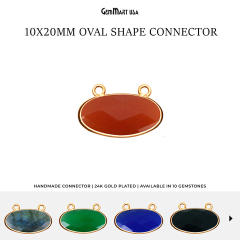 Oval Shape 10x20mm Cat Bail Gold Bezel Gemstone Connector