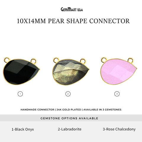 Pear 10x14mm Cat Bail Gold Bezel Gemstone Connector
