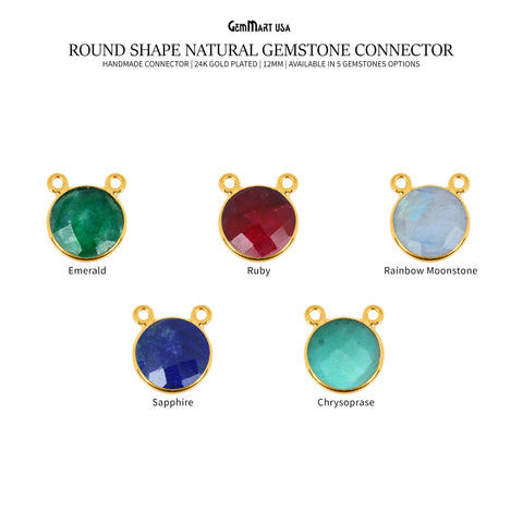 Round 12mm Cat Bail Gold Plated Gemstone Bezel Connector