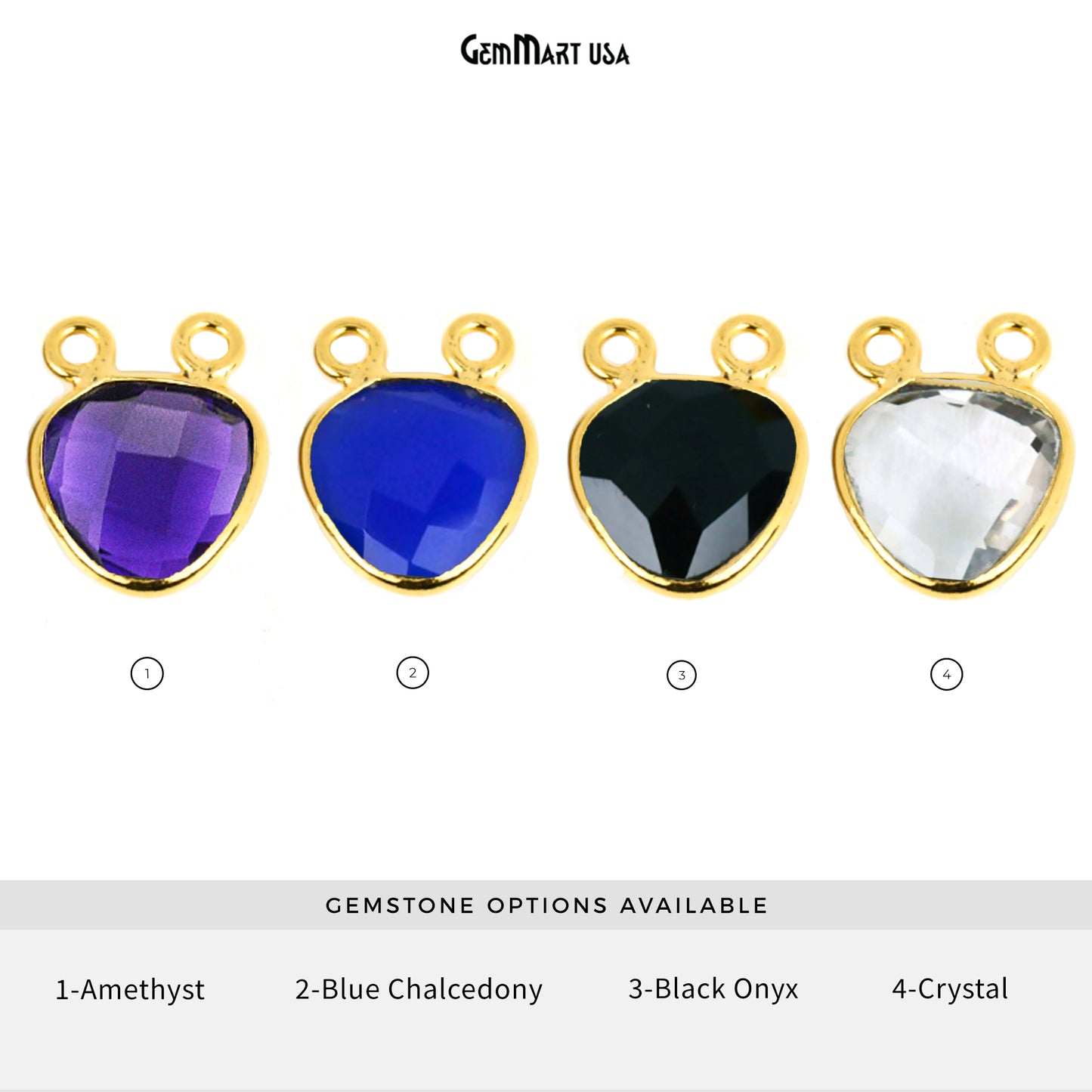 Trillion 10mm Cat Bail Gold Plated Bezel Gemstone Connector