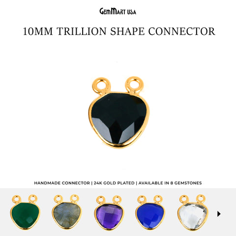Trillion 10mm Cat Bail Gold Plated Bezel Gemstone Connector