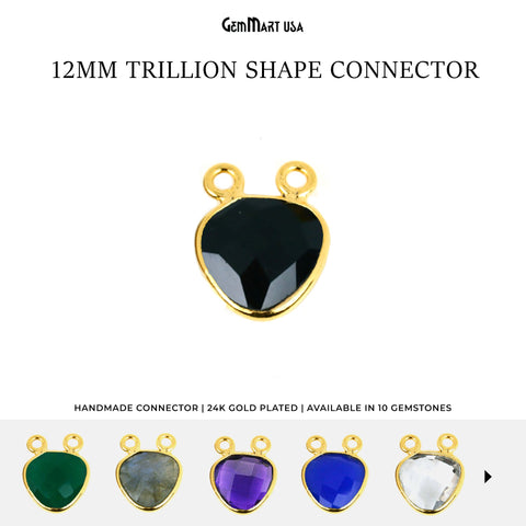 Trillion 12mm Cat Bail Gold Bezel Gemstone Connector