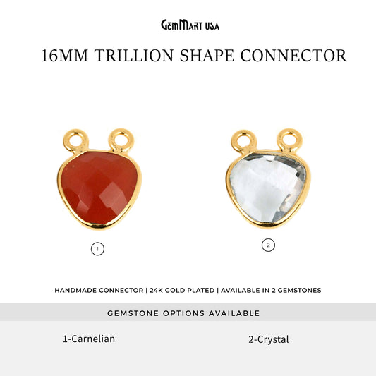 Trillion 16mm Cat Bail Gemstone Gold Bezel Connector