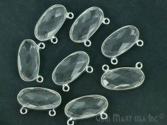 Oval 10x20mm Cat Bail Silver Bezel Connector