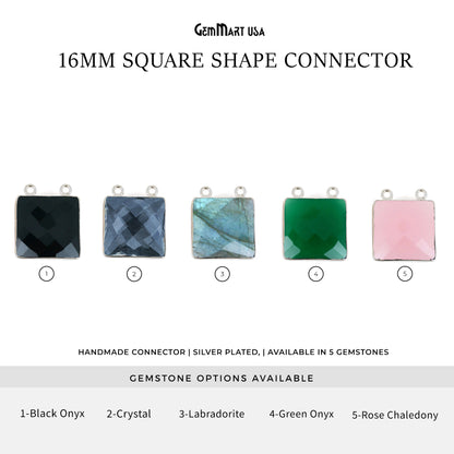 Square 16mm Silver Plated Cat Bails Gemstone Bezel Connector