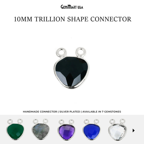 Trillion 10mm Cat Bail Silver Plated Bezel Gemstone Connector