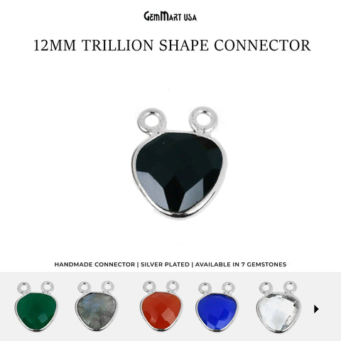 Trillion 12mm Cat Bail Silver Plated Gemstone Connector