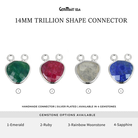 Trillion 14mm Silver Bezel Cat Bail Gemstone Connector
