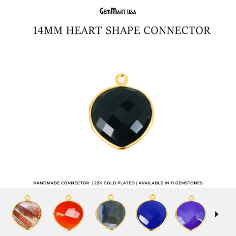 Heart 14mm Single Bail Gold Bezel Connector