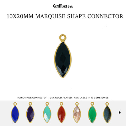 Marquise 10x20mm Single Bail Gold Bezel Gemstone Connector