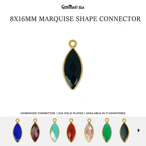 Marquise 8x16mm Single Bail Gold Bezel Gemstone Connector