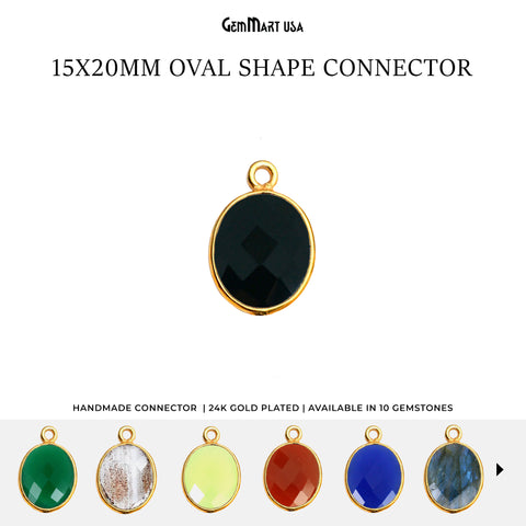 Oval 15x20mm Single Bail Gold Bezel Gemstone Connector