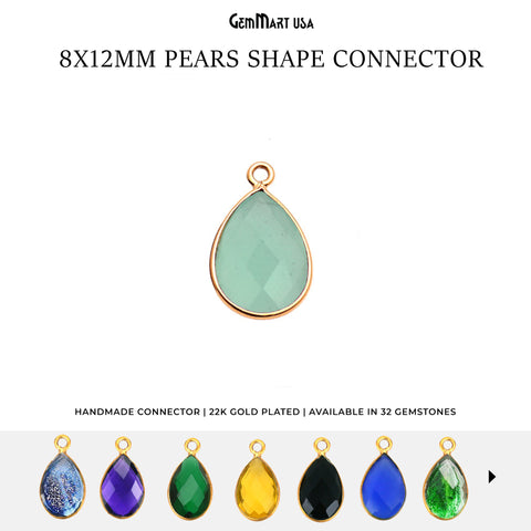 Pear Single Bail Gold Bezel 8x12mm Gemstone Connector